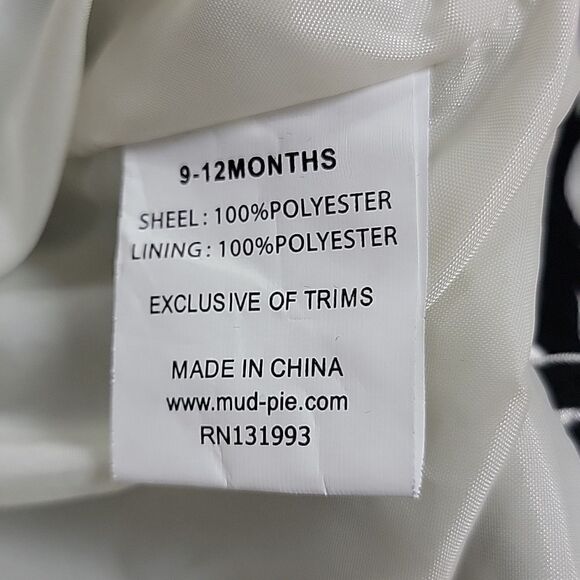 MUD PIE BABY BLACK AND WHITE DAMASK PARTY DRESS WITH BOWS, SIZE 9-12 MONTHS - Picture 8 of 8